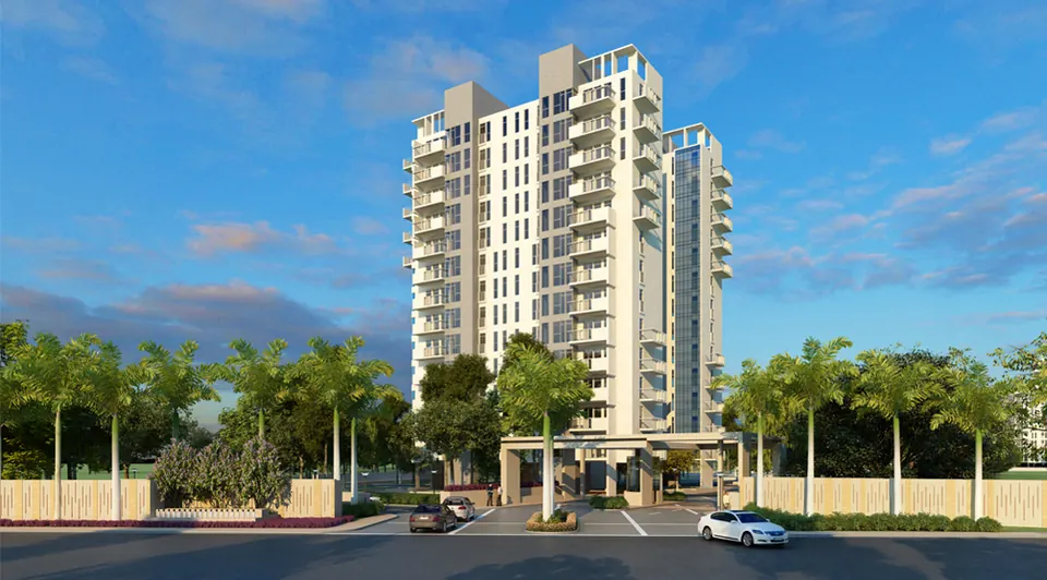 The main entrance gate with a tower behind, artist's impression