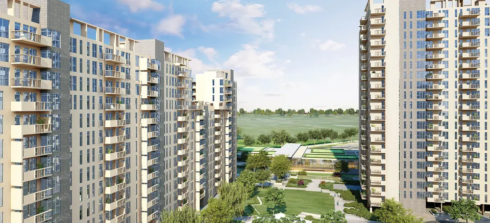 Towers along the central green spine, artist's impression